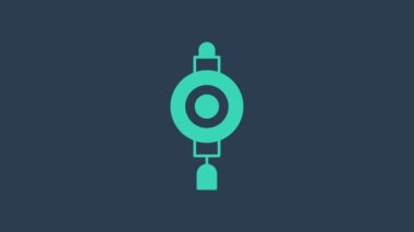 Turkuaz Çin kağıt fener ikonu mavi arka planda izole edildi. 4K Video hareketli grafik canlandırması