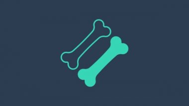 Turkuaz köpek kemiği ikonu mavi arka planda izole edildi. Besin sembolü. 4K Video hareketli grafik canlandırması