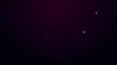 Parlayan neon hattı köpek evi simgesi siyah arka planda izole edildi. Köpek kulübesi. 4K Video hareketli grafik canlandırması