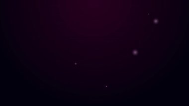 Parlayan neon hattı köpek evi simgesi siyah arka planda izole edildi. Köpek kulübesi. 4K Video hareketli grafik canlandırması