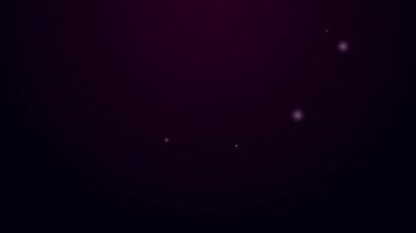 Parlayan neon hattı Hamster tekerleği simgesi siyah arka planda izole edildi. Kemirgenler için tekerlek. Evcil hayvan dükkanı. 4K Video hareketli grafik canlandırması