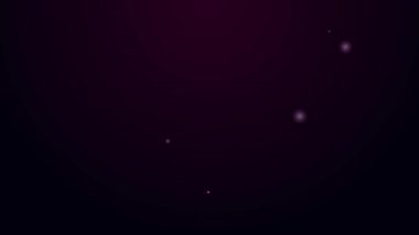 Parlayan neon hattı Hayvan Sağlık Sigortası ikonu siyah arka planda izole edildi. Hayvan koruma konsepti. Köpek ya da kedi pençesi izi. 4K Video hareketli grafik canlandırması