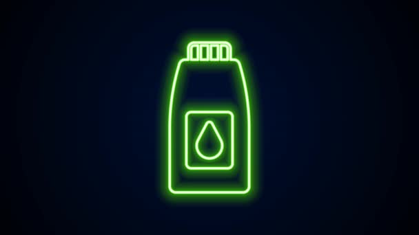 Glow néon ligne Conteneur pour machine à moteur icône de l'huile isolé sur fond noir. gallon d'huile. Service et réparation de vidange d'huile. Animation graphique de mouvement vidéo 4K — Video