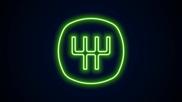 Gloeiende neon lijn Versnellingspook pictogram geïsoleerd op zwarte achtergrond. Handmatige transmissie icoon. 4K Video motion grafische animatie — Stockvideo