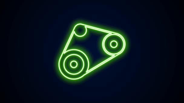 Glödande neon line Timing bälte kit ikon isolerad på svart bakgrund. 4K Video motion grafisk animation — Stockvideo