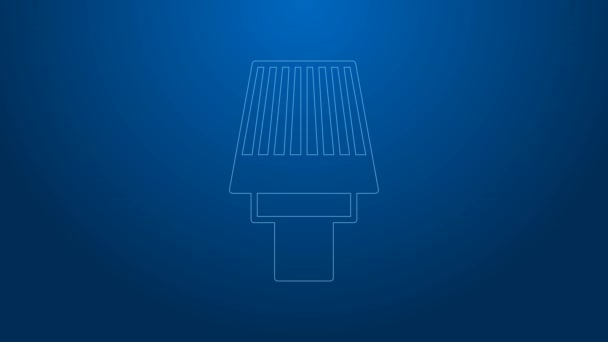 White line Car air filter icon isolated on blue background. Automobile repair service symbol. 4K Video motion graphic animation — Stockvideo