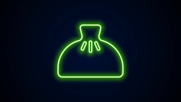 Glowing neon line Dumpling icon isolated on black background. Traditional chinese dish. 4K Video motion graphic animation — Stock Video