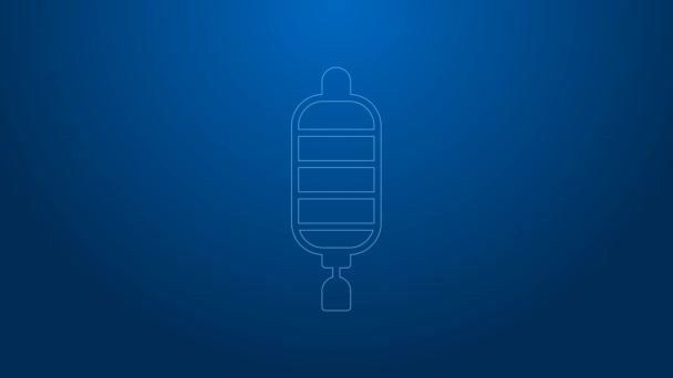 White line Chinese paper lantern icon isolated on blue background. 4K Video motion graphic animation — Stock Video