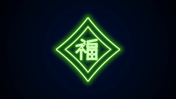 Glowing neon line Chinese New Year icon isolated on black background. 4K Video motion graphic animation — Video Stock