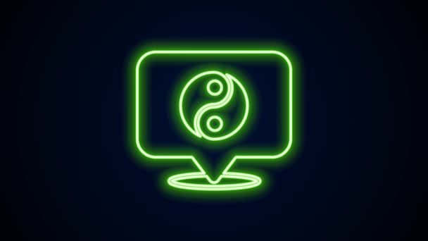 Glowing neon line Yin Yang symbol of harmony and balance icon isolated on black background. 4K Video motion graphic animation — Stock Video