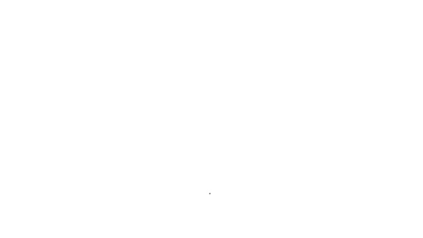 Zwarte lijn Aziatische of Chinese conische strohoed pictogram geïsoleerd op witte achtergrond. Chinese man. 4K Video motion grafische animatie — Stockvideo