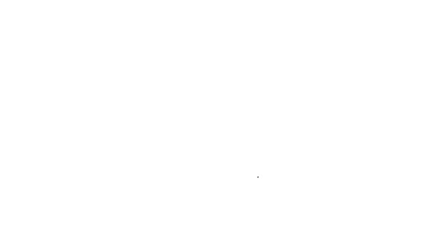 Línea negra Papel tradicional chino o japonés plegable icono del ventilador aislado sobre fondo blanco. Animación gráfica de vídeo 4K — Vídeo de stock