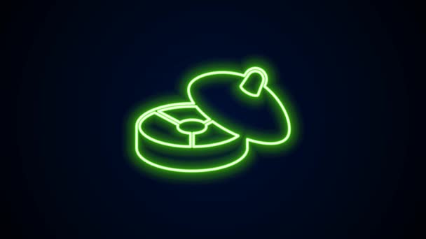 Leuchtende Neon-Linie Traditionelle chinesische Teezeremonie Symbol isoliert auf schwarzem Hintergrund. Teekanne mit Becher vorhanden. 4K Video Motion Grafik Animation — Stockvideo