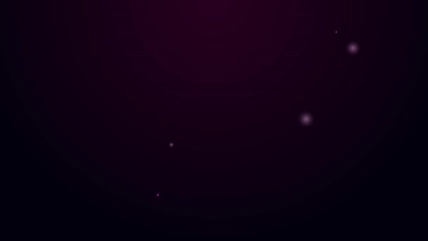 发光的霓虹灯线狗图标孤立在黑色背景.4K视频运动图形动画 — 图库视频影像
