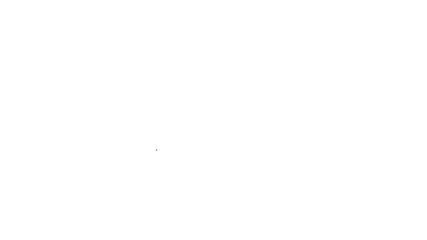 Correa de cuerda retráctil de línea negra con icono de mosquetón aislado sobre fondo blanco. Perro mascota plomo. Accesorio animal para caminar al aire libre. Animación gráfica de vídeo 4K — Vídeo de stock