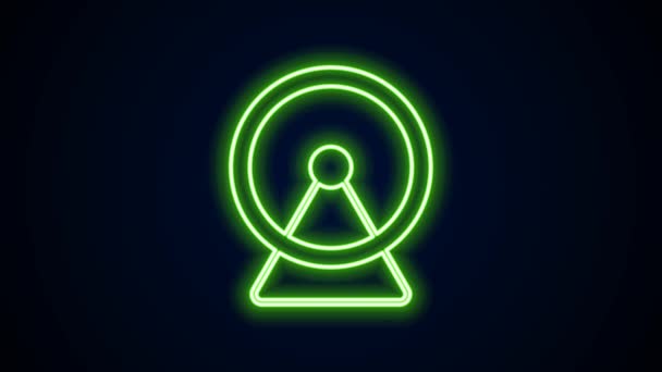 Glowing neon line Hamster wheel icon isolated on black background. Wheel for rodents. Pet shop. 4K Video motion graphic animation — Stock Video