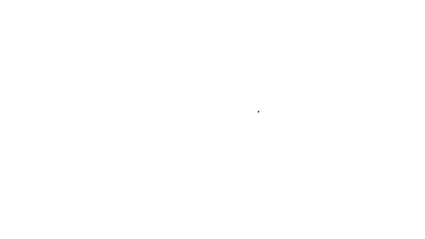 Línea negra Icono del estuche para mascotas aislado sobre fondo blanco. Portador para animales, perros y gatos. Contenedor para animales. Caja de transporte de animales. Animación gráfica de vídeo 4K — Vídeo de stock