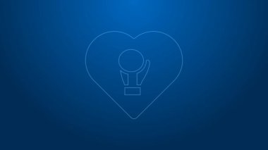 Mavi arka planda beyaz çizgi boks eldiveni simgesi izole edildi. 4K Video hareketli grafik canlandırması