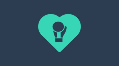 Turkuaz boks eldiveni ikonu mavi arka planda izole edildi. 4K Video hareketli grafik canlandırması