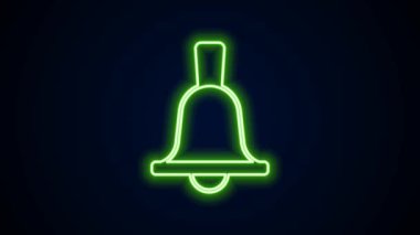Parlayan neon hattı Boks çanı simgesi siyah arkaplanda izole edildi. 4K Video hareketli grafik canlandırması