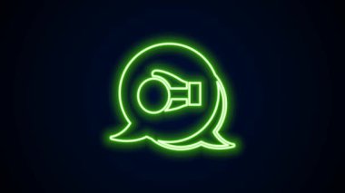 Parlayan neon hattı boks eldiveni simgesi siyah arkaplanda izole edildi. 4K Video hareketli grafik canlandırması