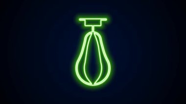 Parlayan neon hattı Kum Torbası simgesi siyah arkaplanda izole edildi. 4K Video hareketli grafik canlandırması