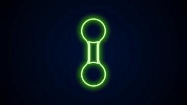 Parlayan neon hattı Dumbbell simgesi siyah arkaplanda izole edildi. Kas kaldırma, fitness halteri, spor malzemeleri. 4K Video hareketli grafik canlandırması