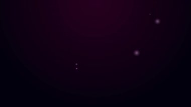 Parlayan neon çizgi simgesi siyah arkaplanda izole edildi. Kazanan başarı işareti. Ödül madalyası. 4K Video hareketli grafik canlandırması