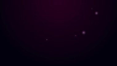 Parlayan neon çizgisi boks yüzüğü simgesi siyah arkaplanda izole edildi. 4K Video hareketli grafik canlandırması