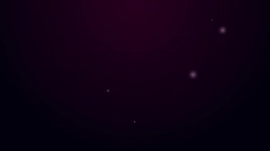 Parlayan neon hattı boks eldiveni simgesi siyah arkaplanda izole edildi. 4K Video hareketli grafik canlandırması
