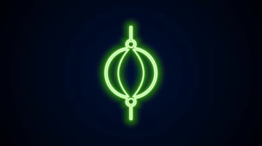 Parlayan neon hattı Kum Torbası simgesi siyah arkaplanda izole edildi. 4K Video hareketli grafik canlandırması