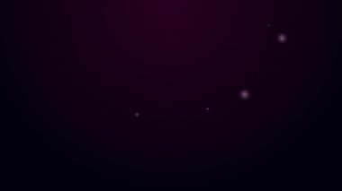 Parlayan neon hattı Stopwatch simgesi siyah arkaplanda izole edildi. Zaman göstergesi. Kronometre işareti. 4K Video hareketli grafik canlandırması