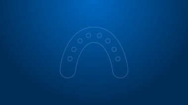 Mavi arka planda beyaz çizgi Ağız Boksörü ikonu izole edildi. 4K Video hareketli grafik canlandırması