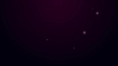 Parlayan neon hattı boks eldiveni simgesi siyah arkaplanda izole edildi. 4K Video hareketli grafik canlandırması