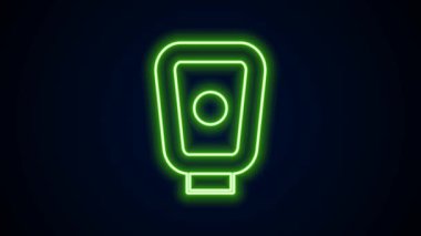 Parlayan neon hattı boks eğitim patileri simgesi siyah arkaplanda izole edildi. 4K Video hareketli grafik canlandırması