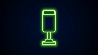 Parlayan neon hattı Kum Torbası simgesi siyah arkaplanda izole edildi. 4K Video hareketli grafik canlandırması