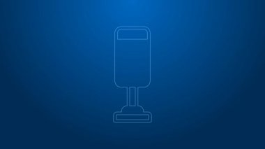 Beyaz çizgi Kum Torbası simgesi mavi arkaplanda izole edildi. 4K Video hareketli grafik canlandırması