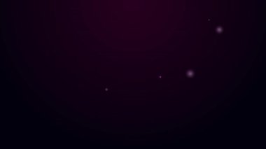 Parlayan neon hattı boks eldiveni simgesi siyah arkaplanda izole edildi. 4K Video hareketli grafik canlandırması