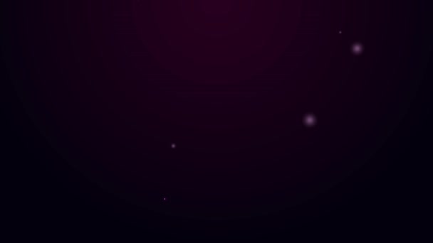 Светящаяся неоновая линия Кот значок изолирован на черном фоне. Видеографическая анимация 4K — стоковое видео