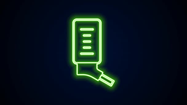 Siyah arka planda izole edilmiş küçük hayvan ikonu için parlayan neon hattı otomatik içici. 4K Video hareketli grafik canlandırması — Stok video