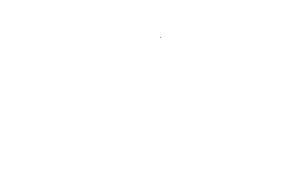 Línea negra Cat rasguñando poste con icono de juguete aislado sobre fondo blanco. Animación gráfica de vídeo 4K — Vídeo de stock