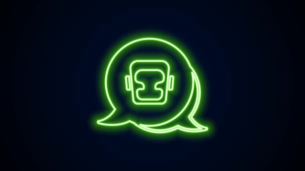 Világító neon vonal Boxing sisak ikon elszigetelt fekete háttérrel. 4K Videó mozgás grafikus animáció — Stock videók
