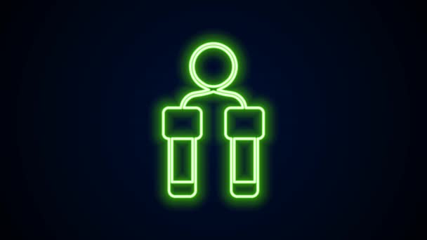 Glowing neon line Jump rope icon isolated on black background. Skipping rope. Sport equipment. 4K Video motion graphic animation — Stock Video