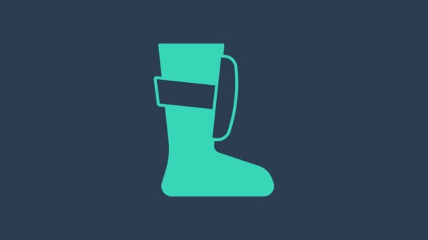 Tyrkysová Ikona sportovní boxerské obuvi izolované na modrém pozadí. Zápasnické boty. Grafická animace pohybu videa 4K — Stock video