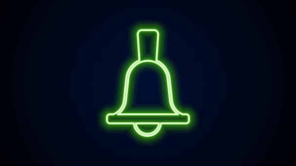 Glowing neon line Boxing bell icon isolated on black background. 4K Video motion graphic animation — Video Stock