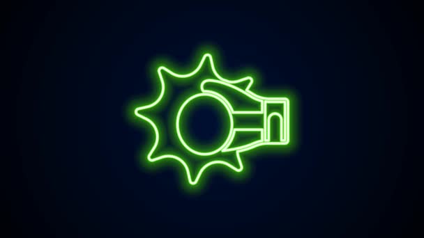Glowing neon line Punch in boxing glove icon isolated on black background. Boxing gloves hitting together with explosive. 4K Video motion graphic animation — Vídeo de Stock