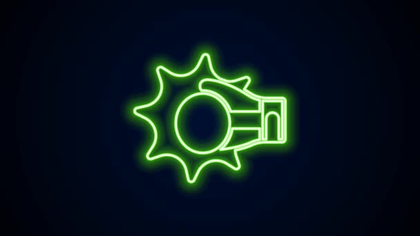 Glowing neon line Punch in boxing glove icon isolated on black background. Boxing gloves hitting together with explosive. 4K Video motion graphic animation — Video Stock