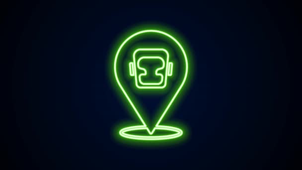 Glowing neon line Boxing helmet icon isolated on black background. 4K Video motion graphic animation — Stock Video