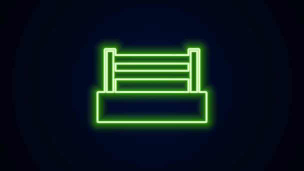 Parlayan neon çizgisi boks yüzüğü simgesi siyah arkaplanda izole edildi. 4K Video hareketli grafik canlandırması — Stok video