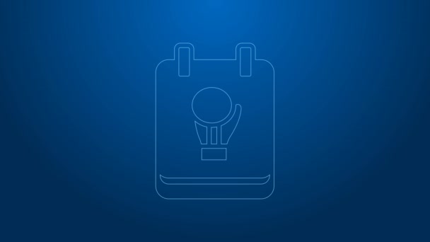 White line Boxing glove icon isolated on blue background. 4K Video motion graphic animation — Stock Video